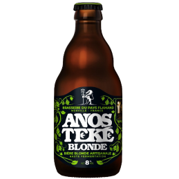 Bouteille de bière Anosteké Blonde 33 cl avec mousse blanche et dorée