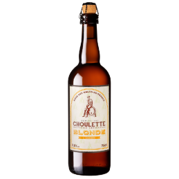 Bouteille de Choulette Blonde 75 cl, bière artisanale dorée avec mousse fine.