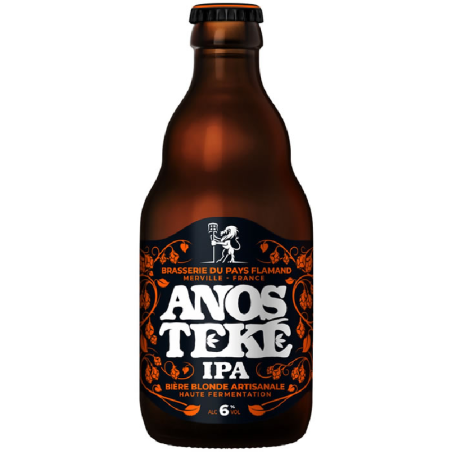 Anosteke IPA 33 cl bouteille avec mousse et couleur dorée