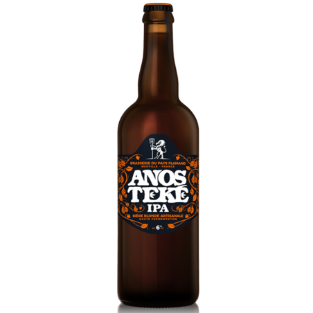 Bouteille Anosteke IPA 75 cl – Bière dorée artisanale avec mousse généreuse