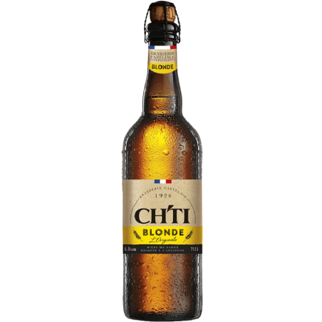 Bouteille de bière Ch'ti Blonde 75 cl, bière de garde dorée du Nord de la France