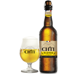 Bouteille de bière Ch'ti Blonde 75 cl, bière de garde dorée du Nord de la France