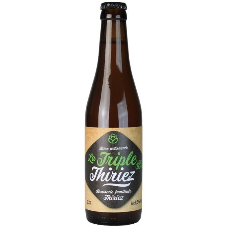 Bouteille de Thiriez Triple Bio – Bière blonde des Flandres 8,5% avec mousse onctueuse