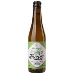 Bouteille de Bière Thiriez Blonde Bio 33 cl avec sa robe dorée et sa mousse onctueuse