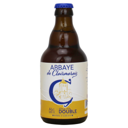 Bouteille de bière Abbaye de Clairmarais Double 6% avec une robe cuivrée et mousse onctueuse