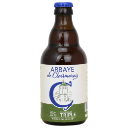 Bouteille de bière Abbaye de Clairmarais Triple 33 cl avec son étiquette authentique et artisanale