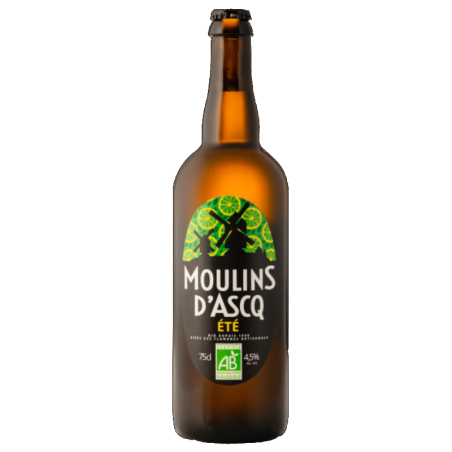 Bouteille de Moulins d'Ascq Été 75 cl avec notes fraîches de citron vert et basilic