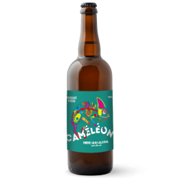 Bière Caméléon Moulins d'Ascq sans alcool 0,5% 75cl, bière blonde artisanale bio aux arômes fruités