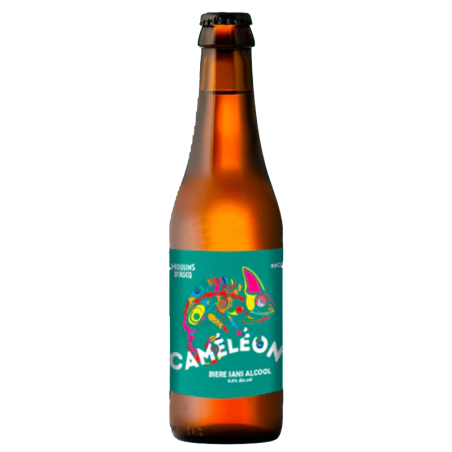 Bière Caméléon Moulins d'Ascq sans alcool 0,5% 33 cl, bière blonde artisanale bio aux arômes fruités
