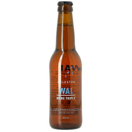 Bouteille de bière Wal Triple 33 cl de la Brasserie Célestin avec fond naturel