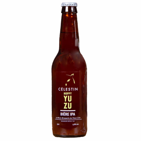 Bouteille de bière Hoppy Yuzu - IPA blonde au yuzu, saveurs exotiques et amertume équilibrée