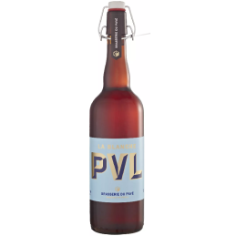 Bouteille de bière PVL Blanche avec sa robe rosée et mousse fine