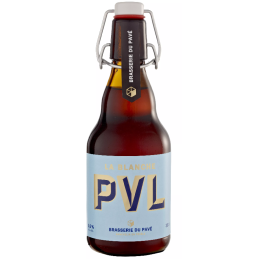 Bouteille de bière PVL Blanche avec sa robe rosée et mousse fine