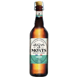Bouteille de bière 3 Monts Saison avec sa robe dorée et sa mousse onctueuse