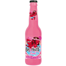 Bouteille de Belzebuth Pink, bière rosée à la framboise sur fond blanc