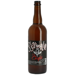 Bouteille de bière Saint Glinglin Triple 75cl avec mousse fine et dorée